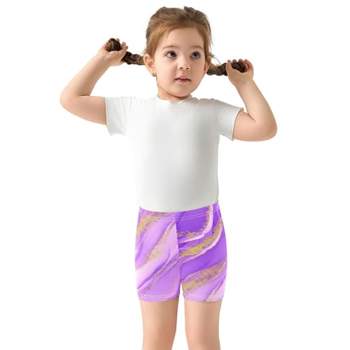 Soft Lavender Marble Golden Glitter Toddler Girls Biker Shorts Cotton Under Dress Shorts Print 4t Children3