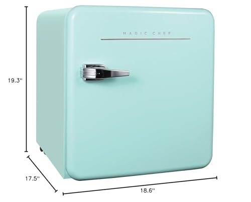 Magic Chef 1.6 Cubic Feet Retro Style Mini Fridge with Interior LED Light and Removable Glass Shelf Ideal for Bedroom and Recreational Room, Mint on Fridge.com