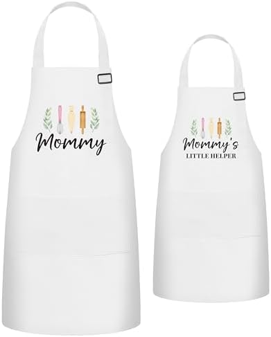 R HORSE 2Pcs Adults Kids Matching Apron Set Adjustable Kitchen Ap...