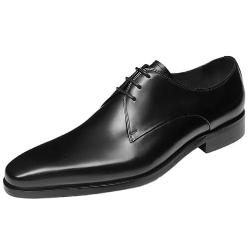 Men's Lace Up Color Rubbed Leather Derby Dress Shoes Vintage Business Formal Oxford British Style Footwear