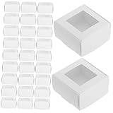 HOODANCOS 50 piezas Cajas de Papel Grueso Blancas con Ventana Transparente para Jabón Hecho Mano de Unidades Pequeñas para Regalos Manualidades y Eventos Especiales