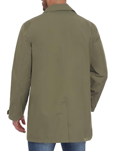 Image of Little Donkey Andy Men's Waterproof Mid-Length Trench Coat, Lightweight Long Rain Coat, Single Breasted Overcoat
