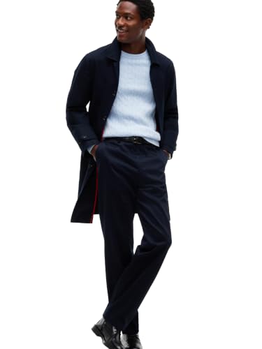Image of Tommy Hilfiger Men's Cable Knit Crewneck Sweater Lightweight Pullover