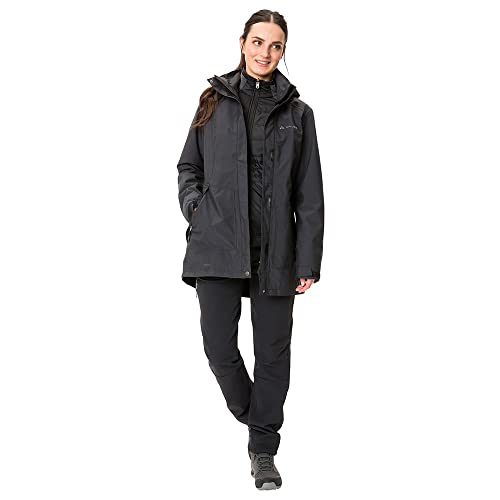 VAUDE Idris III 3-in-1 Parka Damen – Damen-Winterjacke wasserdicht, winddicht & atmungsaktiv mit Eco-Finish, Damen-Doppeljacke mit wärmender Hybrid-Innenjacke – in Schwarz, Größe: 40
