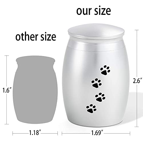 Image of Small Urns for Pet Ashes,Silver Mini Urn for Dog /Cats Ashes | 2.67 Inches Pet Keepsake Urn for Fur, Hair, Whiskers or Ashes,Pet Memorial Gift for Loss of Dog or Cat