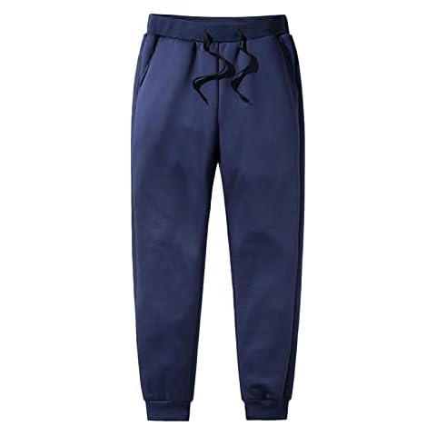 Beokeuioe Pantalones de invierno para hombre con forro polar y bolsillo, B azul Cover