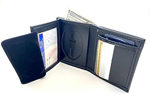 Perfect Fit Shield Wallets Shield with Eagle Police and Security Fits for Blackington B 296 Style Hidden Badge Wallet Leather (Cutout PF-209) Black3
