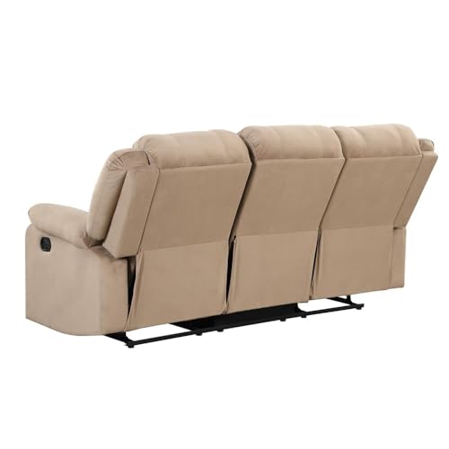 Image of Royaloak Penang Malaysian Recliner | 3 Seater | Velvet Fabric | Manual | Tufting Design | Plush Armrest | Chair Recliners | Sturdy Footrest | Solid Wood Frame Construction