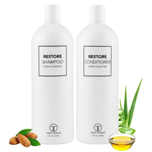 Tony Odisho Ostia Restore Shampoo & Conditioner Set - Daily Hydration Care & UV Color Protection Duo for Hair Extensions - Deep Cleansing, Sulfate-Free Deep Cleansing Professional Products – 32 Oz