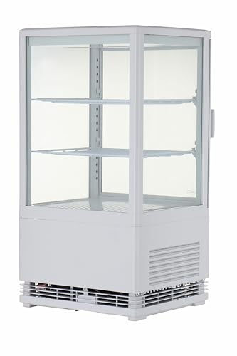 METRO Professional Vitrina Refrigerada GGC2058, 42.8 x 38.6 x 81 cm, 58 L, 2 Estantes Ajustables, Iluminación LED, Blanco