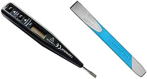 Taparia MDT-81 Multi Purpose Digital Line Tester & 1046 Steel (20mm) Cutting Edge Flat Chisel (Blue and Silver) Combo