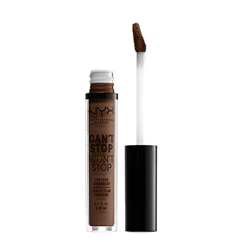 NYX Professional Makeup Can't Stop Won't Stop Contour Concealer - wasserfester flĂĽssiger Abdeckstift, Kaschieren & Highlighten, 3, 5 ml, Deep 22