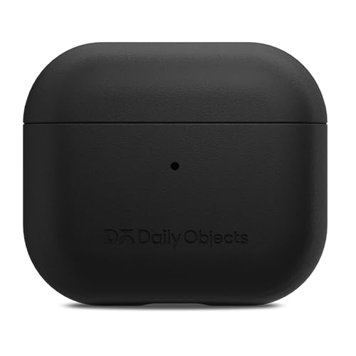 Image of Dailyobject Leatherite AirPods Case Cover Compatible with Apple AirPods 4 | Durable Leatherite Material | Shock Resistant & Lightweight | Compatible Wireless Charging | Stylish Design - (Black)