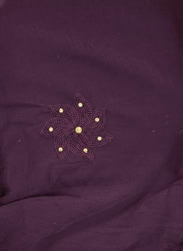 Image of YOUTHQUAKE Flower Embroidered Diamond Work Chiffon Dupatta for Womens & Girls With 4 Side Lace