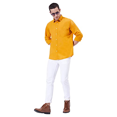 Image of Ben Martin Men's Cotton Regular Collar Shirt with Chest Pocket || Classic Collar, Slim Fit, Casual & Formal Wear || Soft & Breathable Fabric || Full Sleeve Shirt for Men