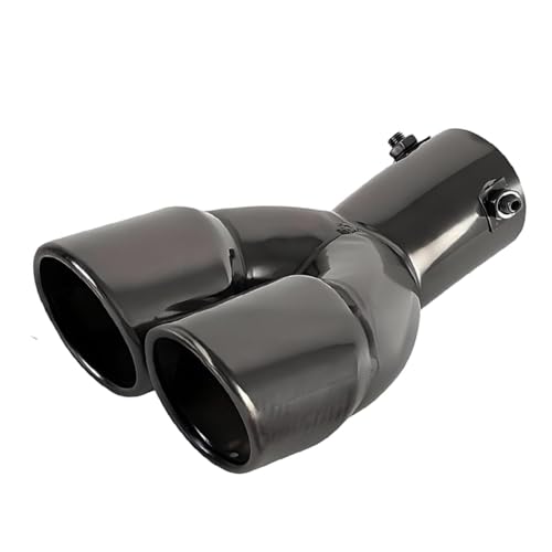 srasakan 車用 マフラーカッター 下向き式 2本出し 口径2.5インチ エキゾーストチップ 斜めカット ステンレス製 排気管 マフラー パイプ テールパイプ 外装 パーツ カスタム 大型車 軽自動車 取付直径38-53mmに対応 グロスブラック