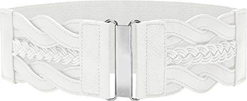 BlackButterfly 3 Inch Wide Waspie Elastic Vintage Braided Buckle Waist Belt