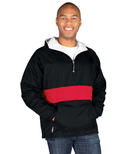 Image of Charles River Apparel Unisex Classic Solid Pullover, Water-Resistant Windbreaker with Flannel Lining