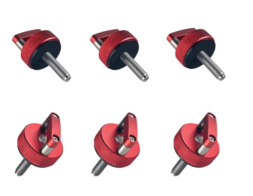 Image of DEWHEL Aluminum Red Hard Top Quick Removal Fastener Thumb Screws W /D-Ring Compatible with Jeep Wrangler JK JKU JL JLU JT