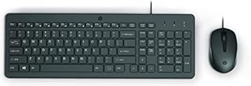 HP 150 Tastiera e Mouse cablato - (1600 PPP, Indicatori LED, Porta USB-A, 12 tasti di scelta rapida, Windows 10, Windows 11), Colore Nero, Layout tastiera inglese