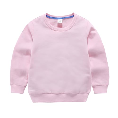 Boys Girls Pullover Sweatshirt Basic Solid Loose Cotton Tops Lightweight Soft Crewneck Athletic Tops Tees for Kids