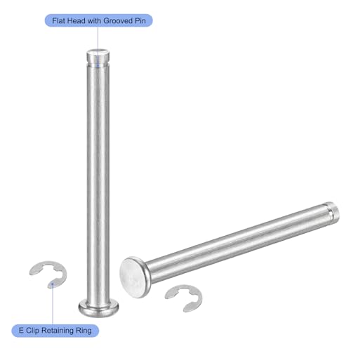 QUARKZMAN 5er Set M5x55mm 304 Edelstahl Zylinderstift mit Sicherungsring, flacher Kopf mit Rillen, Zylinderpositionierungsstift mit E-Clip Sicherungsring, Silber