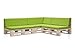 SUENOSZZZ-ESPECIALISTAS DEL DESCANSO 3 Sofas PALETS Madera para Jardin sin Barniz con colchonetas de Polipiel Color Pistacho. Palets Europeos en L Derecho con Respaldo y Asiento