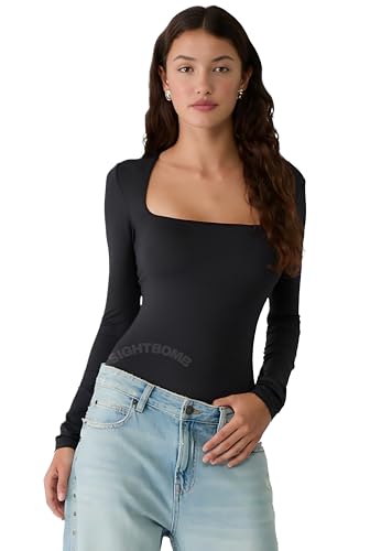 Image of SIGHTBOMB Trapezium Narrow Back Square Neck Microfiber Feather Touch Long Sleeve Cuddle Soft TOP for Women
