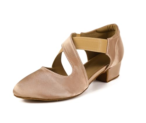 Yokala Ballroom Dance Shoes Women Closed Toe Low Heel Latin Salsa Swing Social Practice Dancing Sandals 1.5