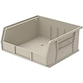 Akro-Mils 30235 AkroBins Plastic Storage Bins, Space-Saving Stackable Bins for Garage, Pantry, Craft Organization, 11-Inch x 11-Inch x 5-Inch, Stone, 6-Pack