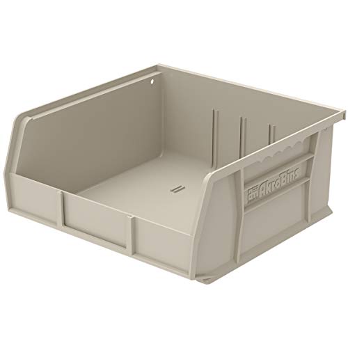 Akro-Mils 30235 AkroBins Plastic Storage Bin Hanging Stacking Containers, (11-Inch x 11-Inch x 5-Inch), Stone, (6-Pack)