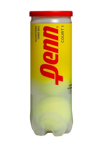 Penn Court 1 Recreational Tennis Balls - Regular Duty Felt Pressurized Tennis Balls - 1 Can, 3 Balls