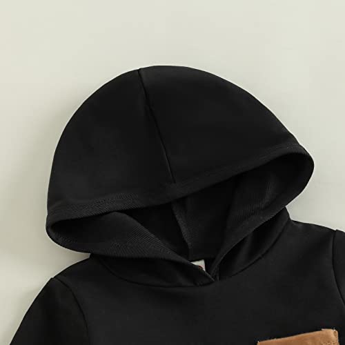 Toddler Boy Clothes Patchwork Sweatshirts Long Sleeve Tops Solid Pants Outfit Fall Winter Baby Hooded Clothe Set4