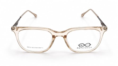 Image of Soft Square Optical Eyeglass Frame for Men & Women, Front with Metal Temples, Clear Demo Lenses, Lightweight Mixed Material Frame, Ribbed Temple Design for Prescription Lens Replacement