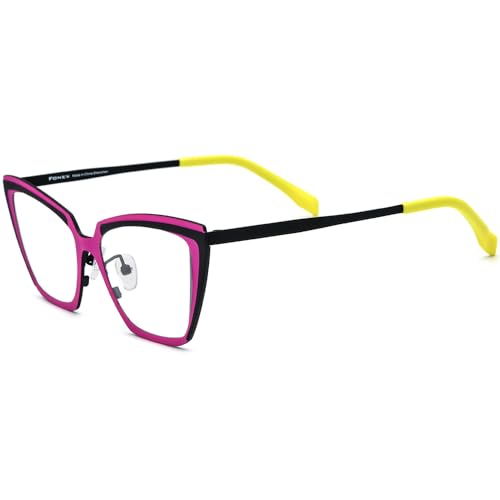 Image of FONEX Colorful Pure Titanium Glasses Frame Women Retro Round Eyeglasses