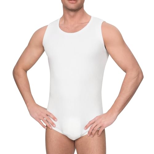 Mens Basic Onesie Sleeveless Crewneck Bodysuit Snap Crotch Romper4