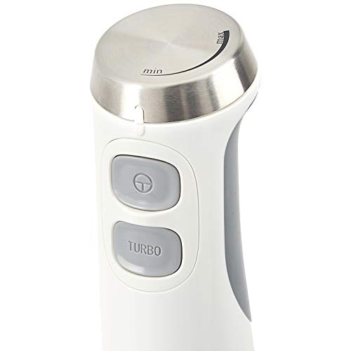 AmazonBasics Multi-Speed Immersion Hand Blender with Attachments, White