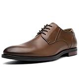Mens Formal Oxford Dress Shoes, Lace Up Business Derby Shoes with Comfortable Lining Brown