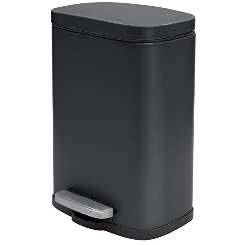Spirella - Poubelle de Salle de Bain à Pédale AKIRA - Acier Inoxydable Haut de Gamme - Fermeture Silencieuse Easy-Close - Noir Mat - 5L