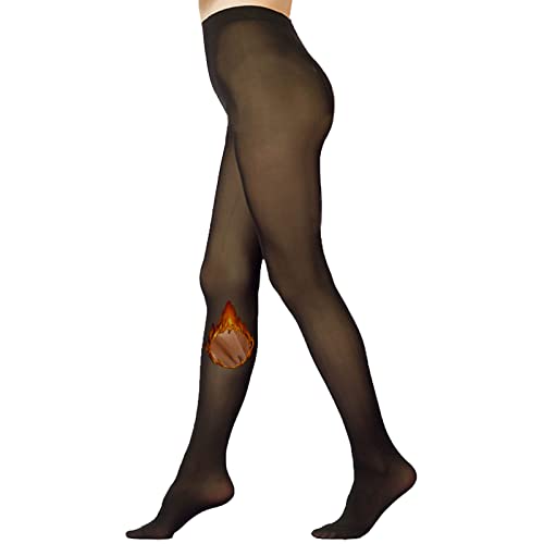 Fleece Lined Tights Women Winter Tight Warm Sheer Leggings Fake Translucent Pantyhose Thermal Tights Opaque High Waisted
