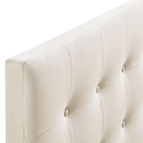 Modway Emily Queen Size Performance Velvet Headboard in Alabaster - Stain-Resistant Velvet Upholstery with Button Tufting and 7 Adjustable Height Positions by Modway - Image 8