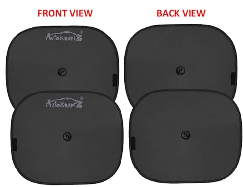 AutokraftZ 6 Pcs Universal Car Window Sun Shades - Privacy, UV Protection Foldable Sunshade Curtains for car with Suction Cups - Block 98% UV Rays for Napping, Camping fit for All Cars Black