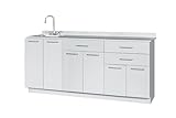 Vivacomfort Exam Room Medical Grey Base Cabinet with Left Sink - 72-inch Width