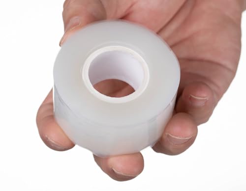 YoiYee Cinta autoamalgamante, goma de silicona autofusible impermeable para fontanería, parada de fugas, sellado de tuberías, reparación de mangueras y aislamiento eléctrico, 3 m x 25 mm, transparente