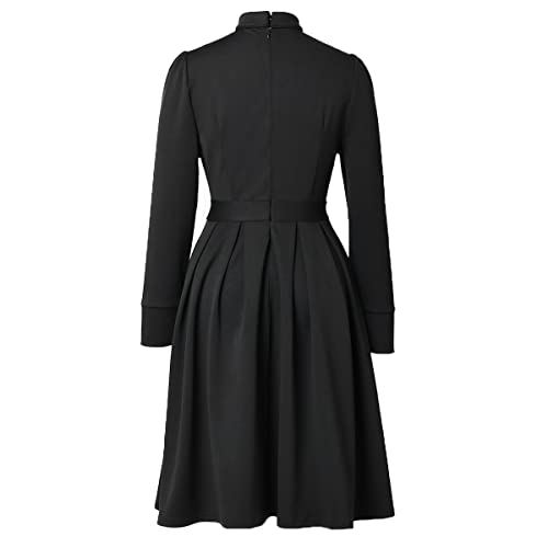 Church Clergy Dress for Women Minister Spring/Autumn Long Sleeve Elegant Pleated Dress with Tab Collar2