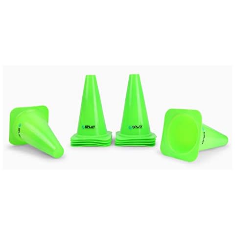 Splay Club Plastic Traffic Cones | Safety Cones for Field Practice, Outdoor Games, Fitness Training, Agility Set, Parking Markings | Cones with Waterproof Surface | Green Colour - Pack of 4 Cover