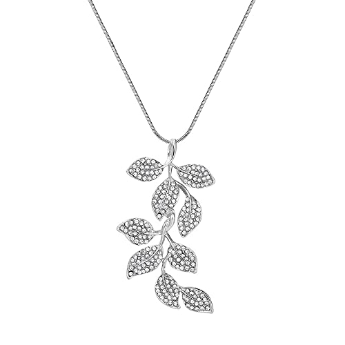 Image of Shining Diva Fashion Crystal Flower Stylish Long Chain Pendant Necklace for Women and Girls