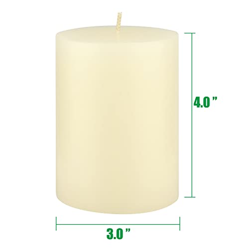 Image of Stonebriar Tall 3 x 4 Inch 50 Hour Long Burning Unscented Wax Flat Top Pillar Candles, Ivory, 6 Pack