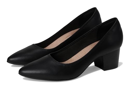 Clarks Women's Ellanie Hope Pump, Black Leather, 5.5