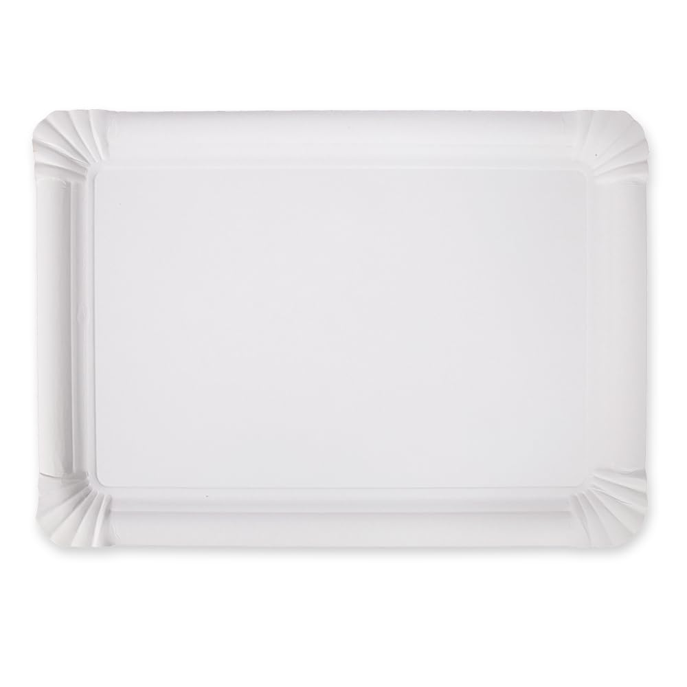 250 Stück NATUREStar Pappteller rechteckig | Pappe, Packung, weiß, L: 23cm, B: 33cm, Pappteller, Einwegteller, Einweggeschirr | NATUREStar, Pappe, Einwegteller, Einweggeschirr, Servierplatte, Catering, Partybedarf, Buffet, To-go, Gastronomie